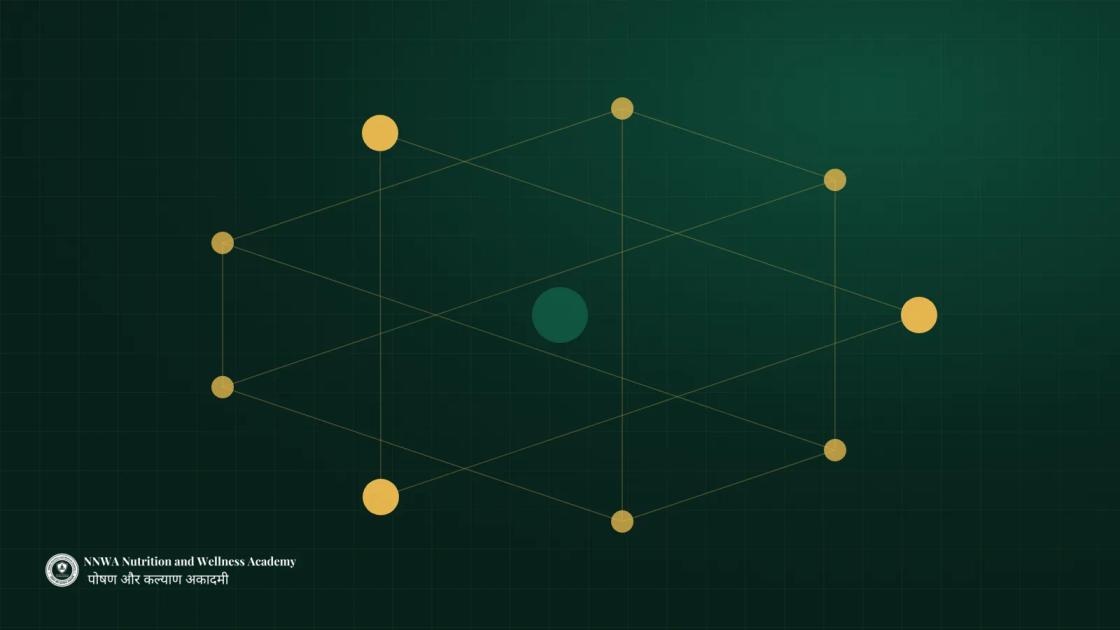 A network of brass nodes joined by fine lines on deep forest green, with the NNWA wordmark in the corner.