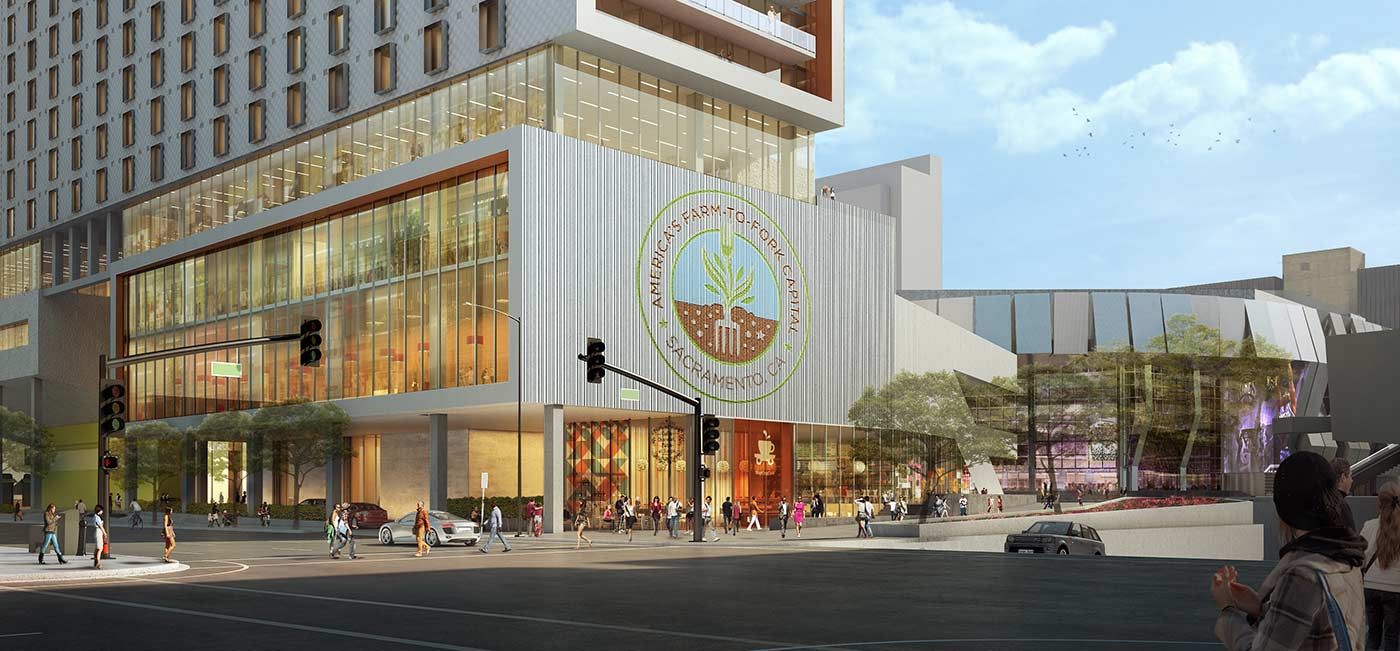 Close-up tower street view rendering