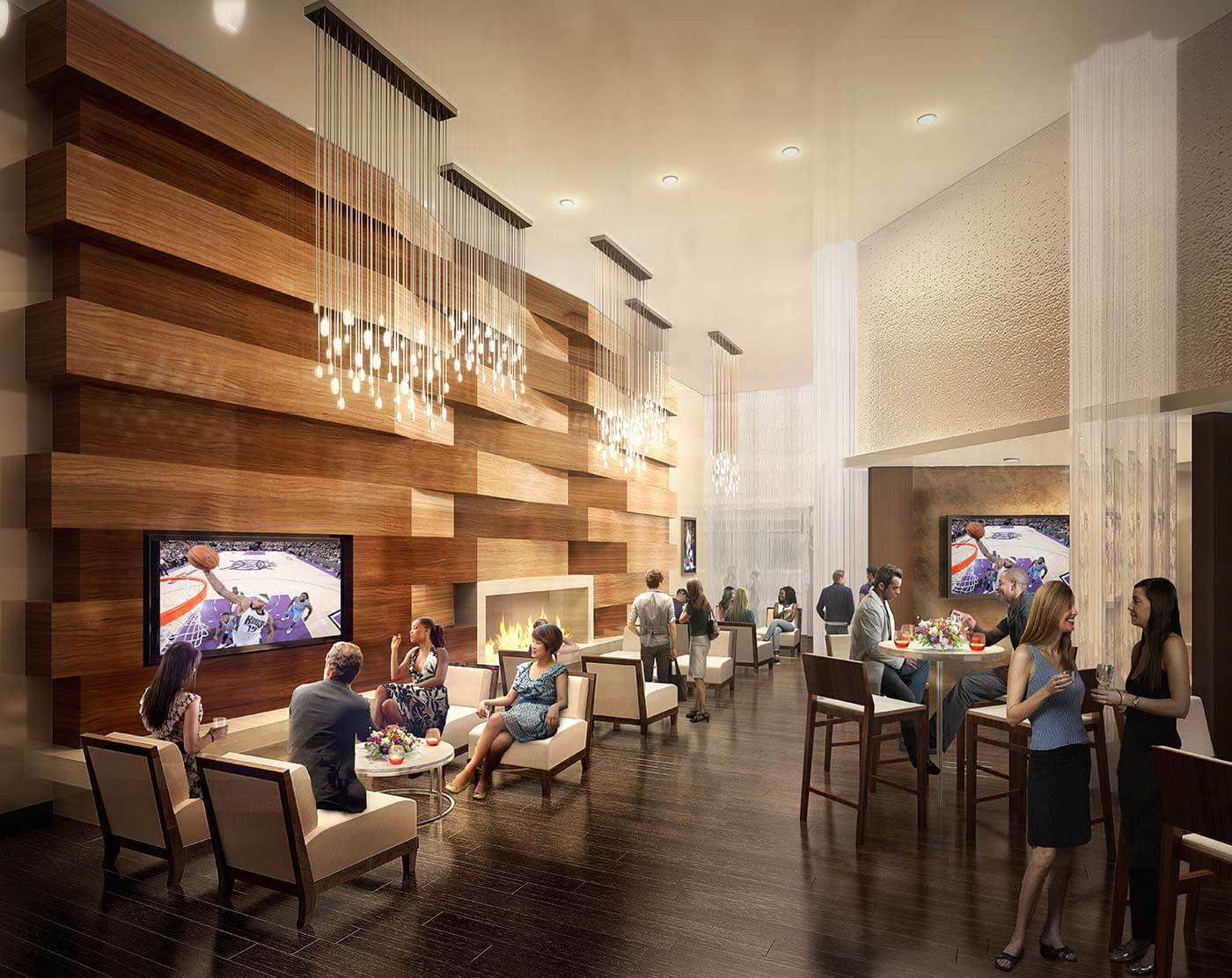 Chairman's Club fireplace lounge