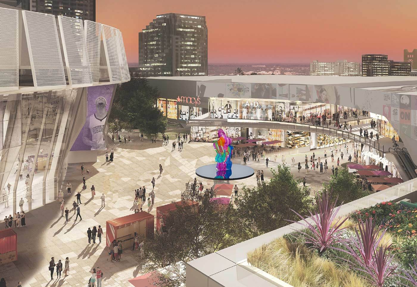 Downtown Commons with Jeff Koons sculpture