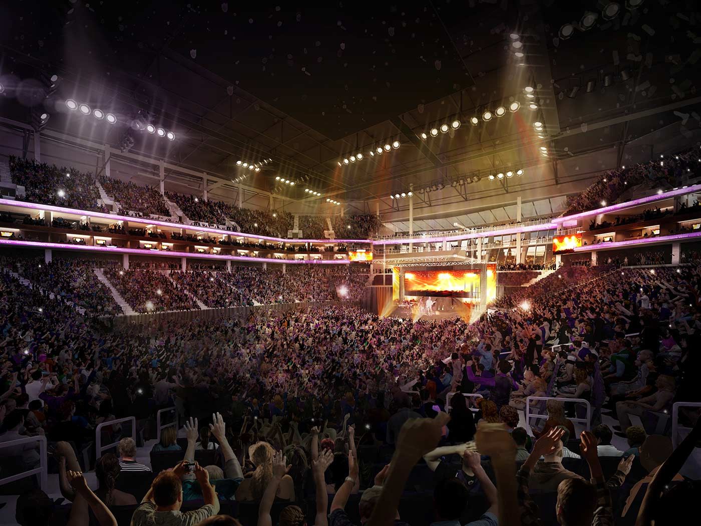 Entertainment and sports complex concert bowl