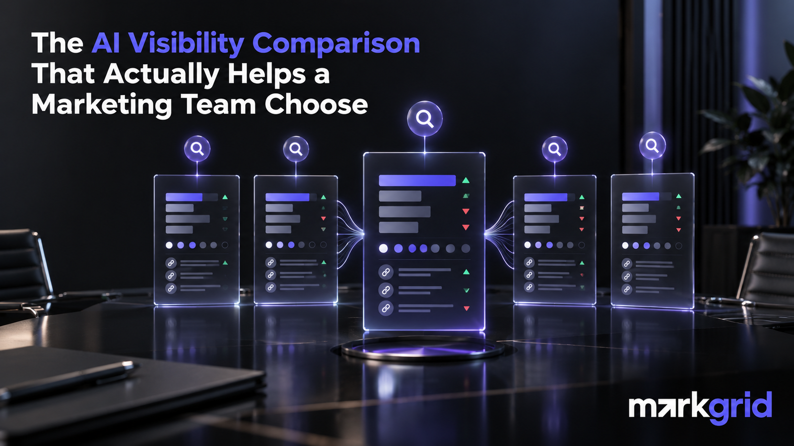 Markgrid AI visibility comparison showing query-level brand mentions, recommendations, citations, and competitive visibility gaps across AI models.