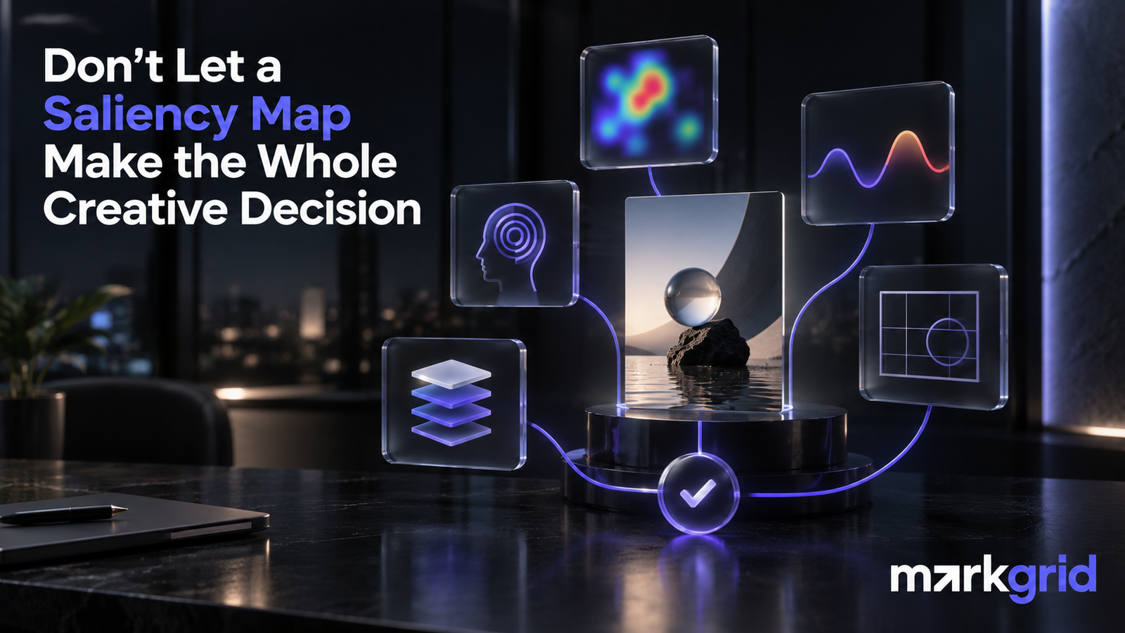 Markgrid Neuro-Marketing evaluating a campaign asset across visual saliency, emotional impact, memorability, cognitive load, and aesthetic fit.