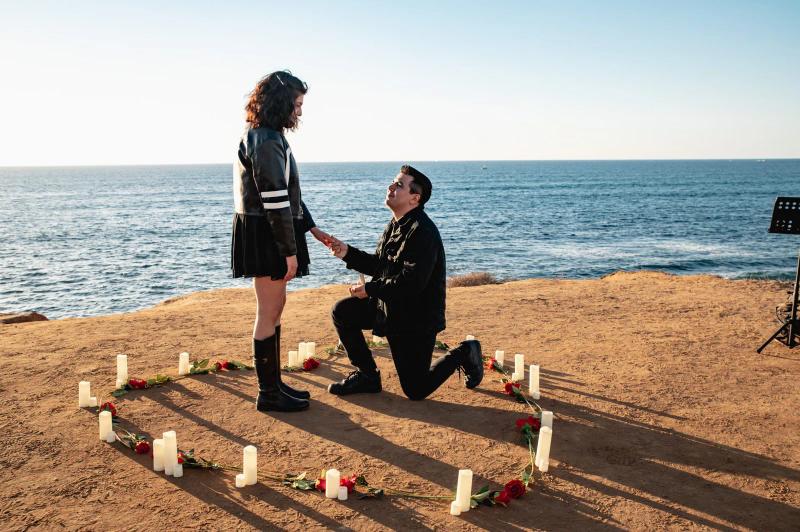 Romantic Flower and Candle Heart Proposal, San Diego
