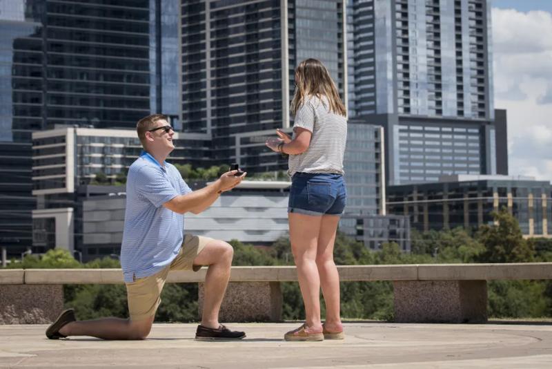 Austin Proposal Photography: Adam and Julia – surprise proposal at Butler Park, Austin
