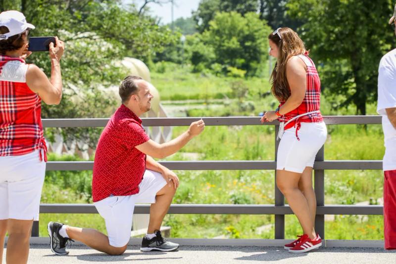 Jimmy and Jeniffer on the Fourth of July – surprise proposal at Lincoln Park Nature Boardwalk, Chicago