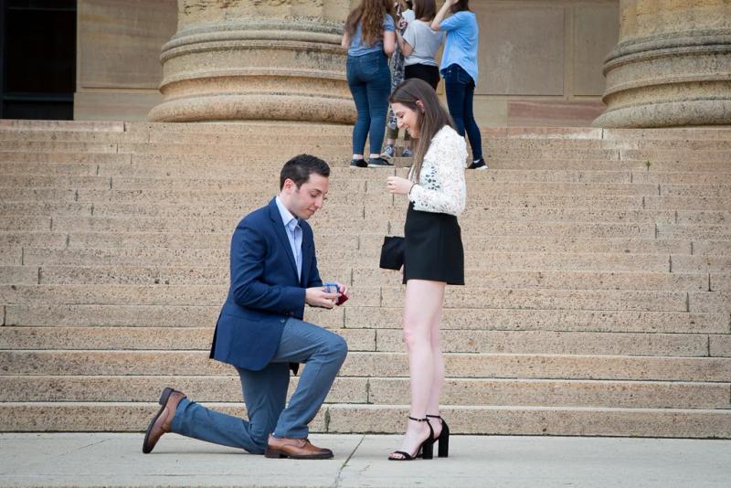 Philadelphia Engagement Proposals: Josh and Anna – surprise proposal at Philadelphia Museum of Art, Philadelphia