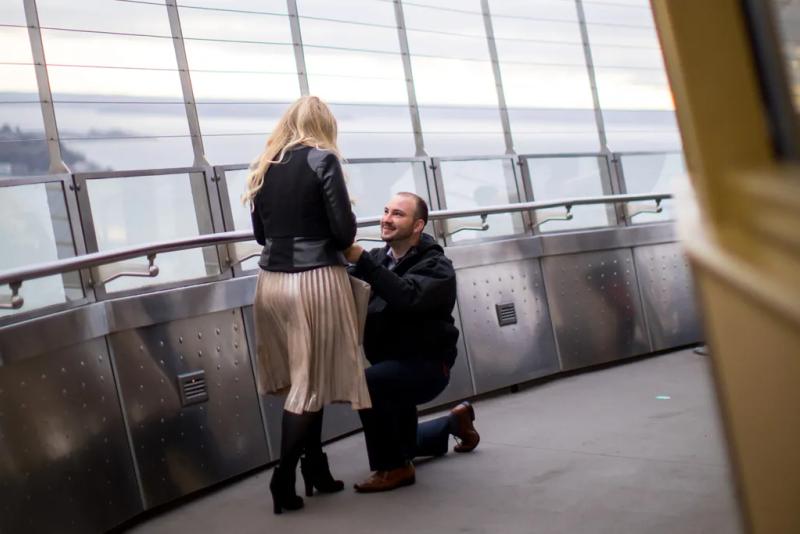 Seattle Proposal Photography| Jesse and Kaden – surprise proposal at Space Needle, Seattle