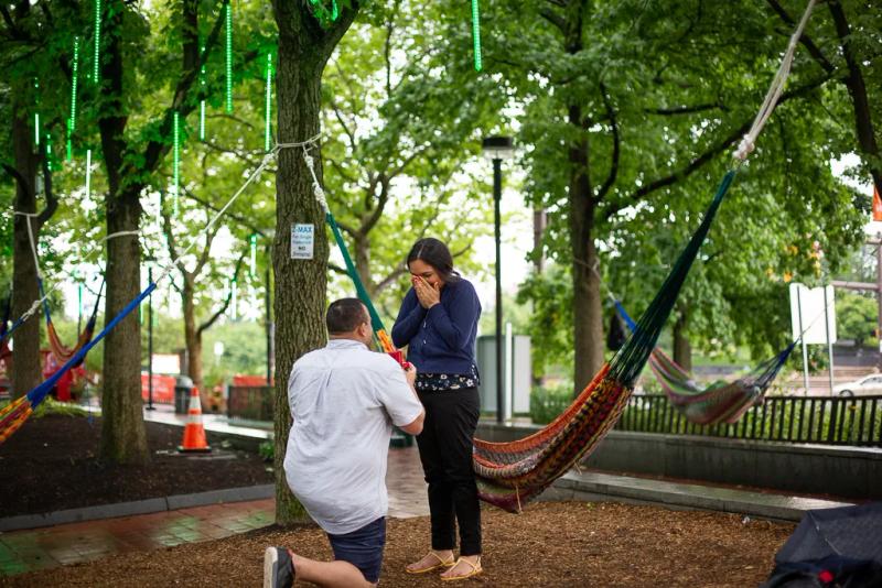 Shreedip's Scenic Spruce Harbor Park Proposal – surprise proposal at Spruce Street Harbor Park, Philadelphia