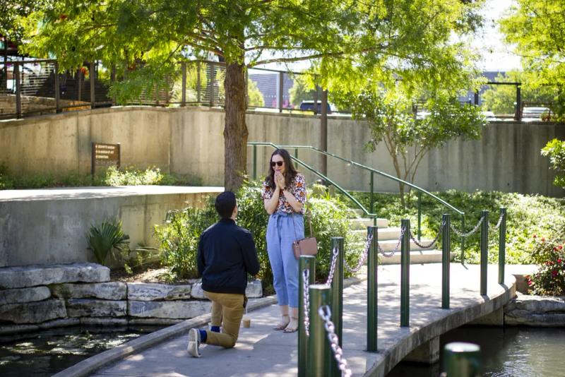 San Antonio Engagement Proposal: Andres and Devan – surprise proposal at San Antonio River Walk, San Antonio