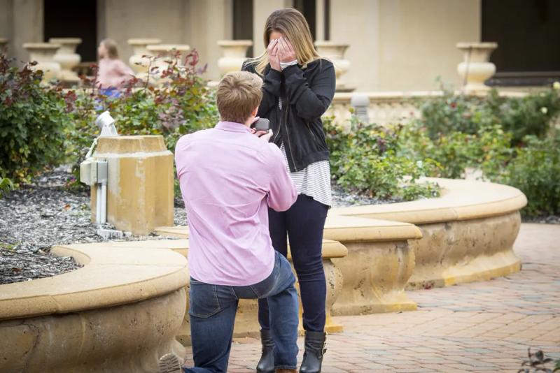 Kansas City Engagement Proposals: Josh and Toni – surprise proposal at Unity Village Rose Garden, Kansas City