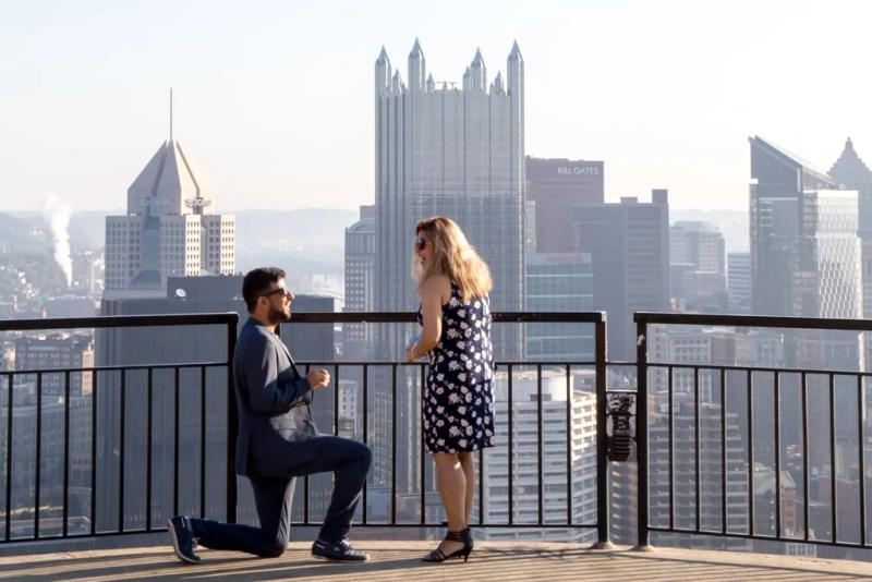 Pittsburgh Proposal Photography| Sid and Zhaleh – surprise proposal at Mount Washington Overlook, Pittsburgh