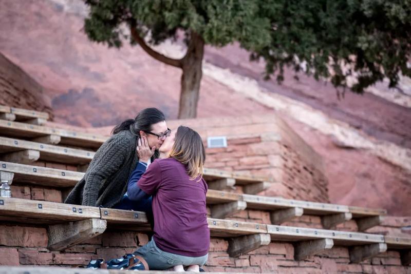 Denver Proposal Photography| Bridgett and Cate – surprise proposal at Red Rocks Amphitheatre, Denver