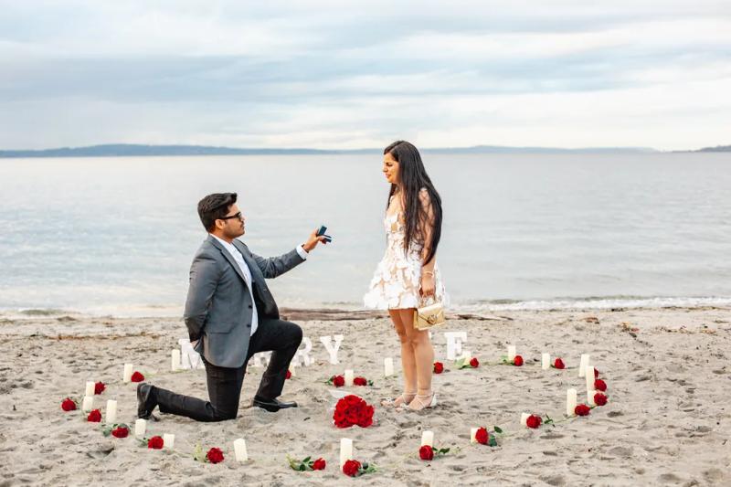 Marry Me Sunset Proposal on Puget Sound – surprise proposal at Seattle, Seattle