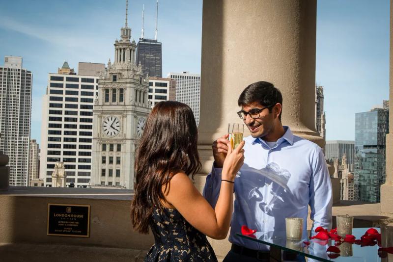 Sachin’s cupola rooftop proposal – surprise proposal at LondonHouse Cupola, Chicago