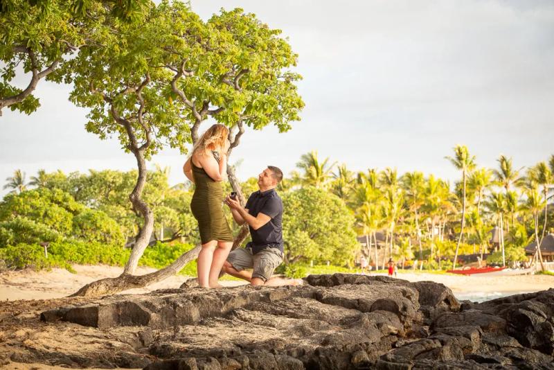 Hawaii Engagement Proposals: Michael and Victoria – surprise proposal at Kikaua Point Park, Big Island, Hawaii