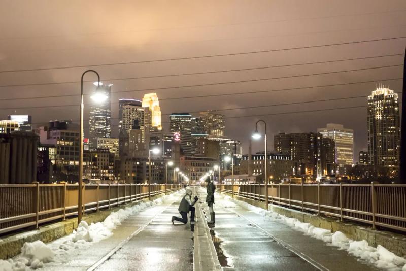 Minneapolis Proposal Photography |Darren and Abby – surprise proposal at Stone Arch Bridge, Minneapolis