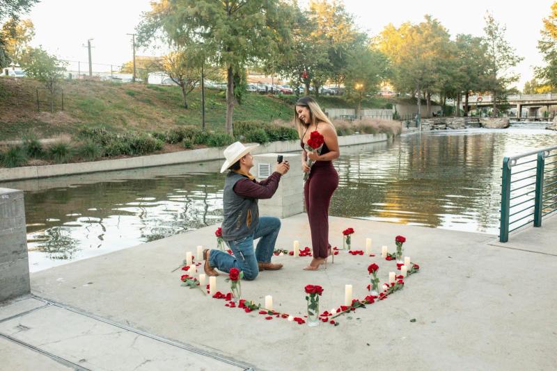Romantic Flower and Candle Heart Proposal, San Antonio