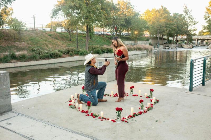 Romantic Flower and Candle Heart Proposal, San Antonio