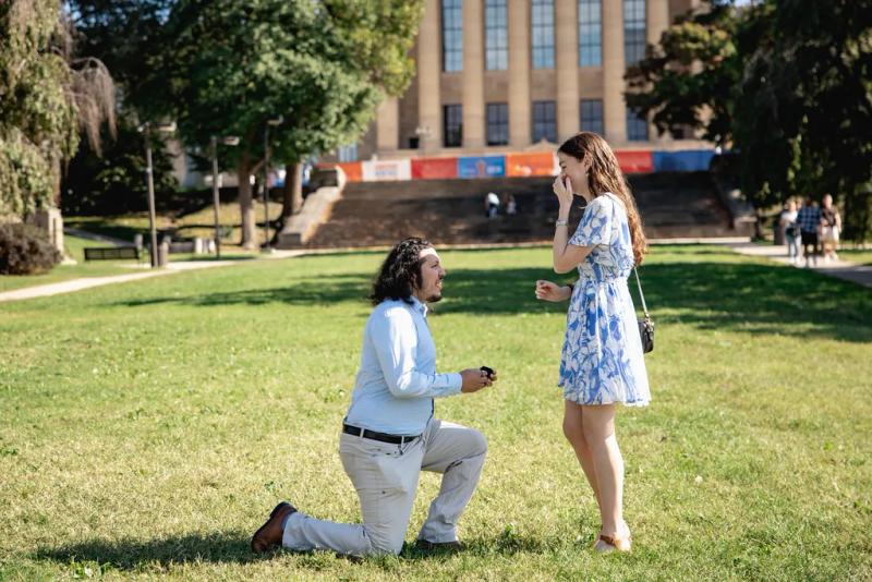 Proposal Below the Philadelphia Museum of Art – surprise proposal at Philadelphia Museum of Art, Philadelphia