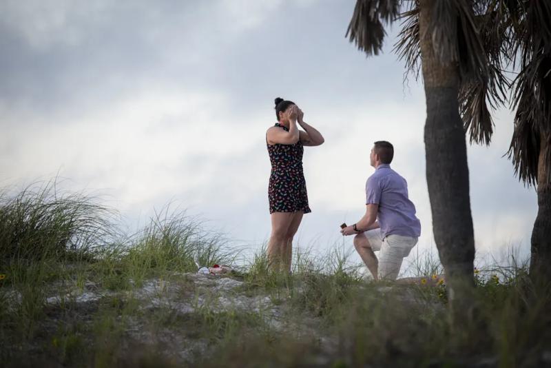 Clearwater Beach Proposal Photography: Trevor and Kari – surprise proposal at Clearwater Beach, Tampa
