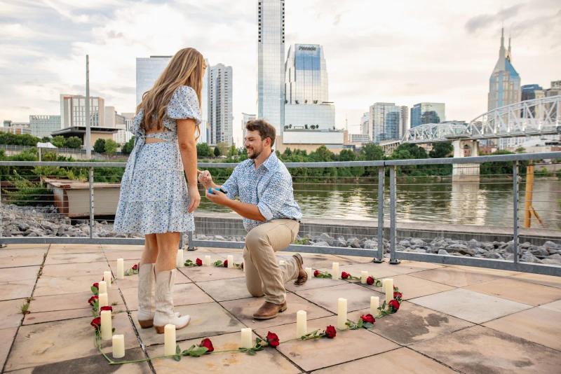 Romantic Flower and Candle Heart Proposal in Nashville