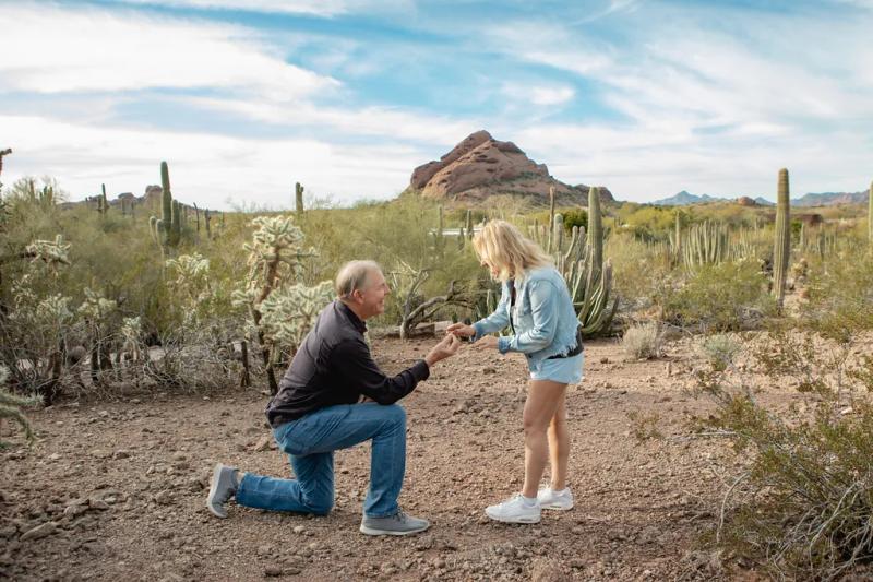 Desert Garden Proposal Beneath the Papago Buttes – surprise proposal at Papago Park, Phoenix
