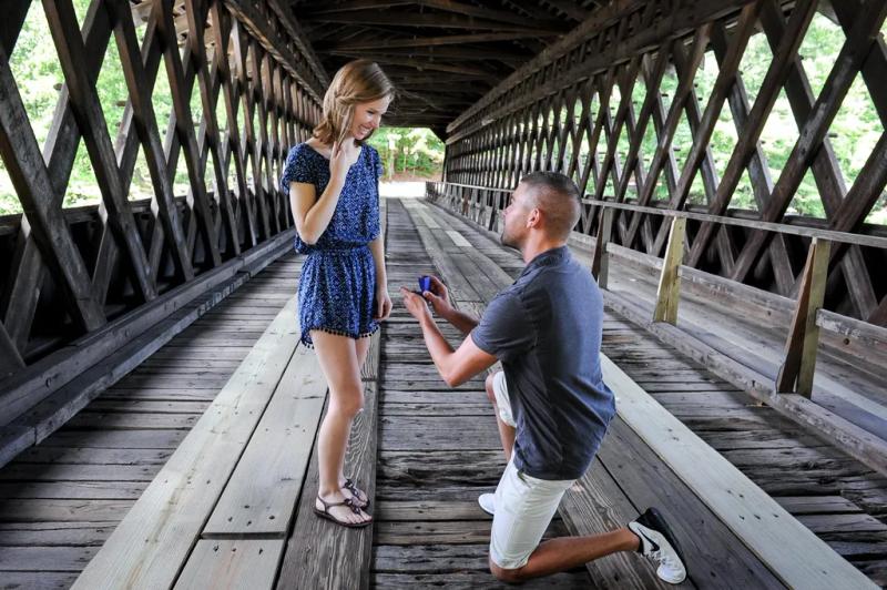 Atlanta Proposal Photography| Donovan and Emily – surprise proposal at Stone Mountain Covered Bridge, Atlanta