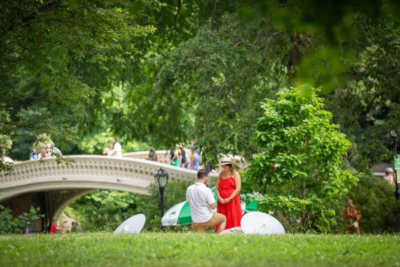 Lance's Picture-Perfect Central Park Picnic Proposal – surprise proposal at Bow Bridge, Central Park, New York