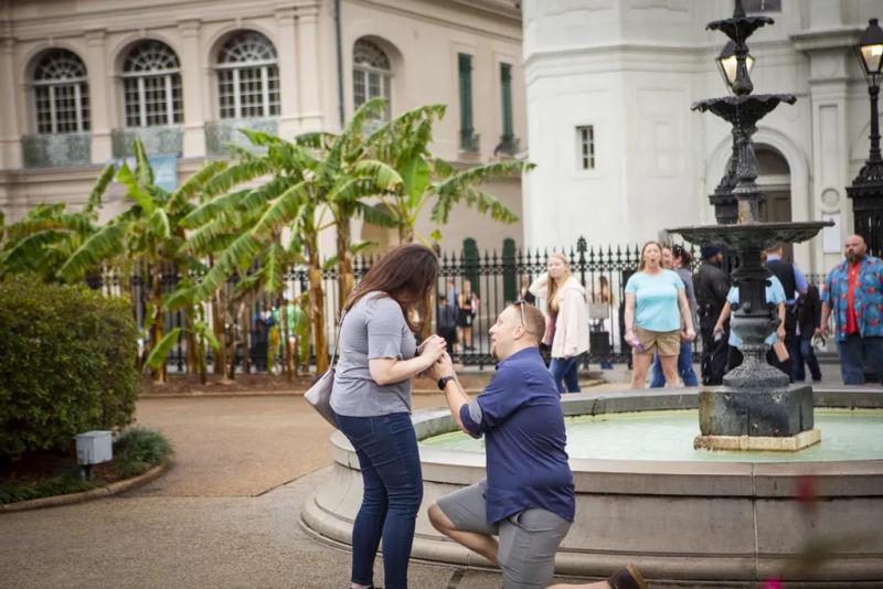 New Orleans Jackson Square Engagement Proposal: Wayne and Tabitha – surprise proposal at Jackson Square, New Orleans