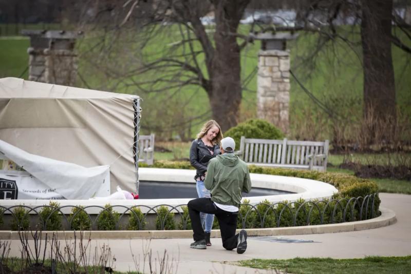 Kansas City Proposal Photography: Jason and Kiley – surprise proposal at Loose Park Rose Garden, Kansas City