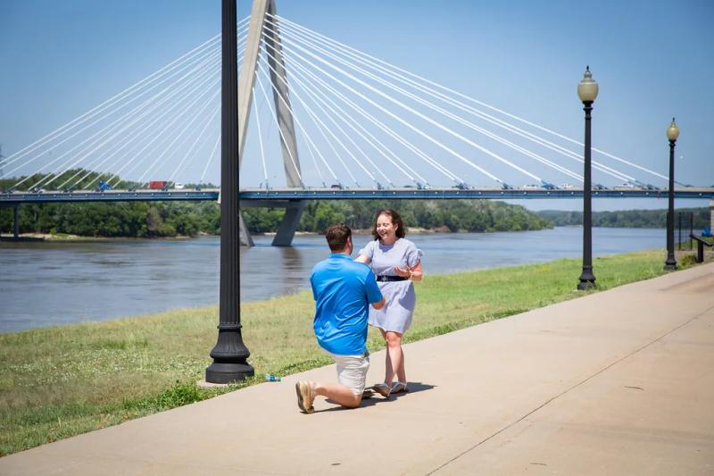 Riverfront Proposal by the Kit Bond Bridge – surprise proposal at Berkley Riverfront Park, Kansas City