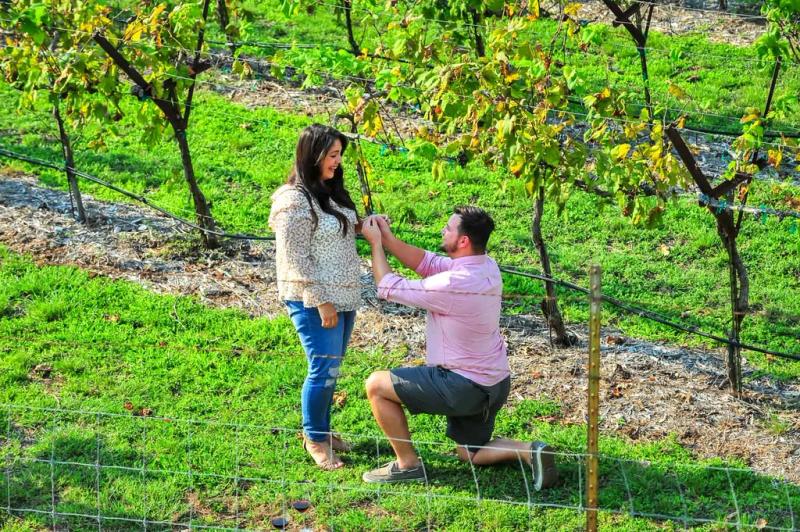 San Antonio Proposal Photography| Derrick's Vineyard Proposal – surprise proposal at Dry Comal Creek Vineyards, San Antonio