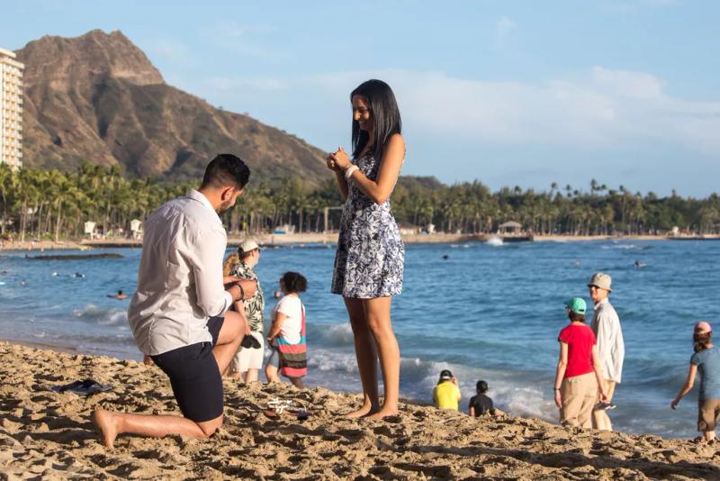 Hawaii Proposal Photography| Kevin and Nina – surprise proposal at Waikiki Beach, Oahu, Hawaii