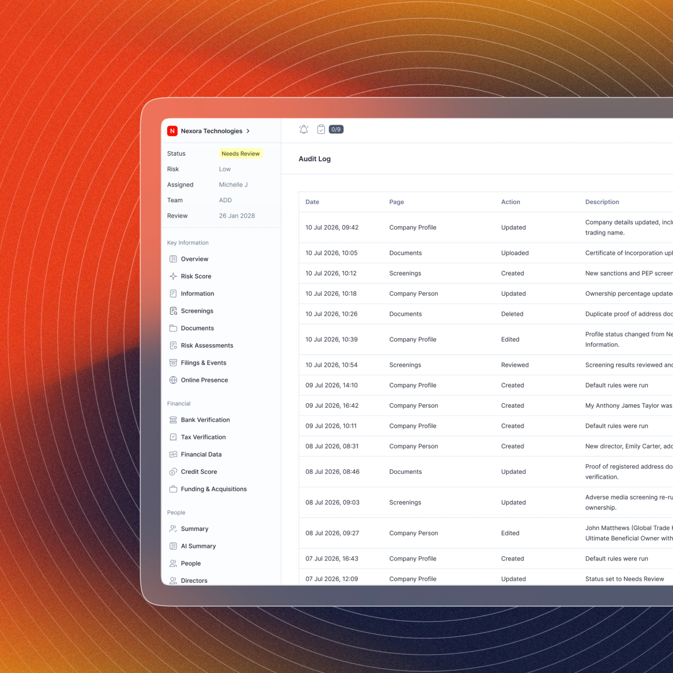 Audit trails & logs visual