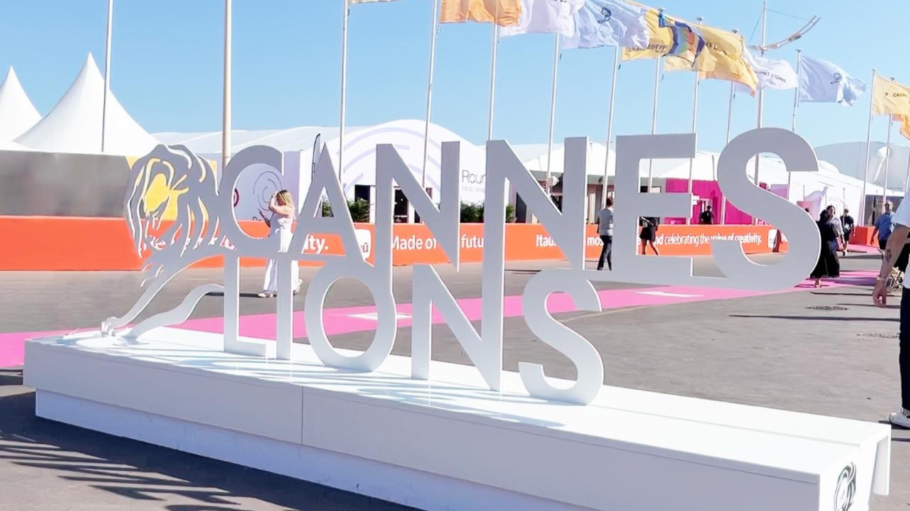 Sign Showing Cannes Lions logo.