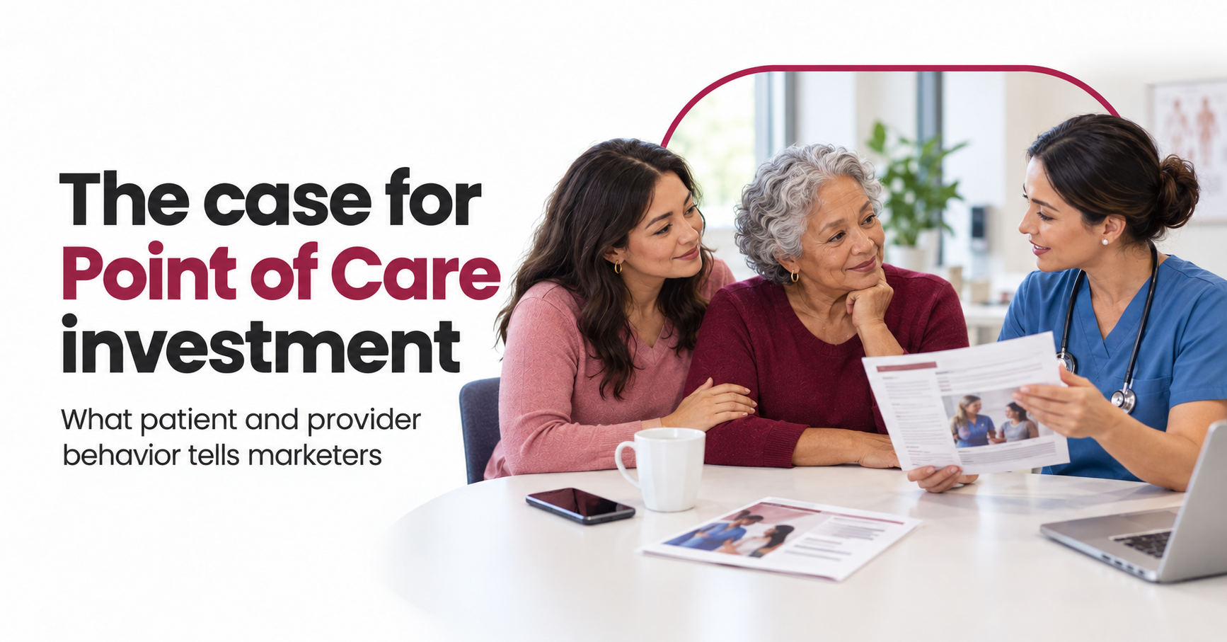 Graphic of a nurse giving a consultation to an elderly woman and her daughter.