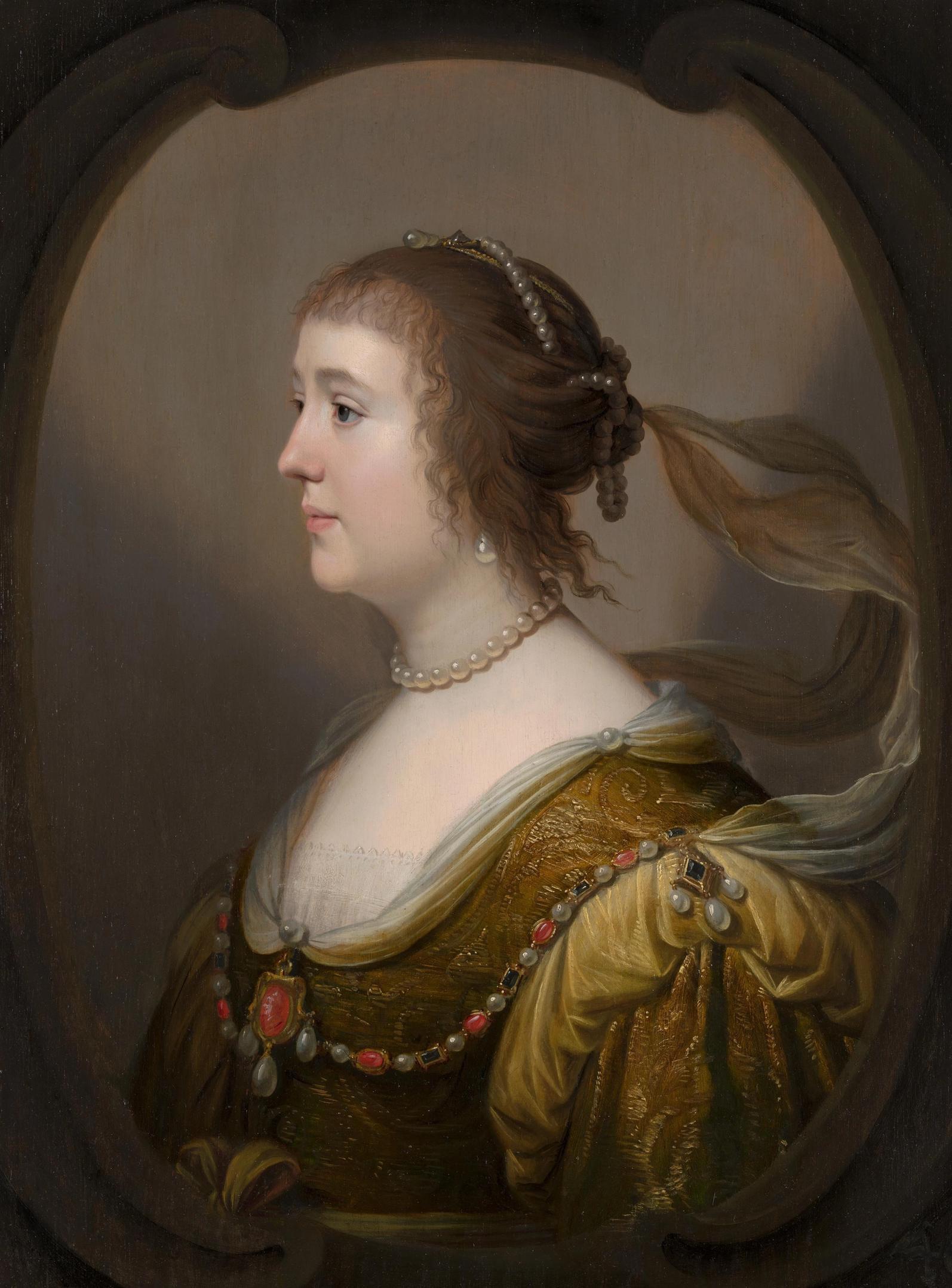 portrait of Amalia van Solms by Honthorst