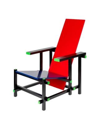 Rietveld stoel met groene details aan de poten