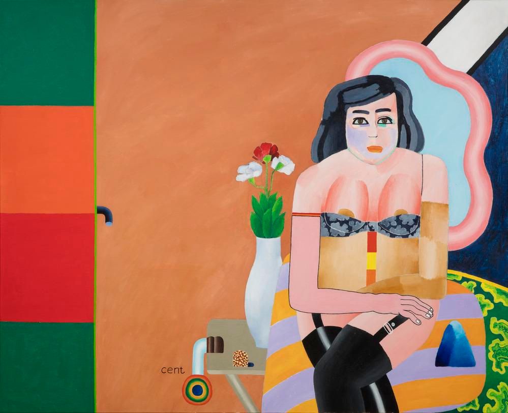 abstract kunstwerk vrouw zittend 