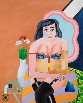 abstract kunstwerk vrouw zittend