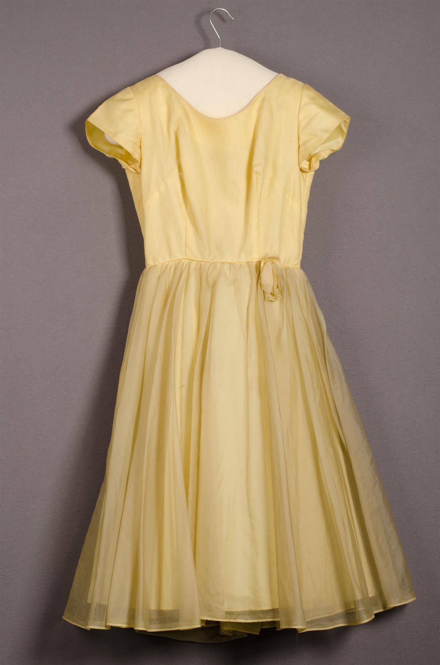 Yellow evening dress.