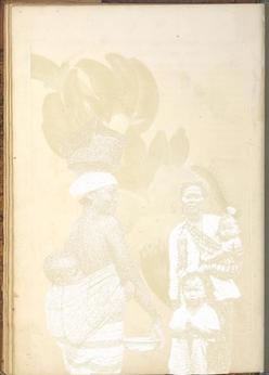 contemporary drawing of a plant and two people