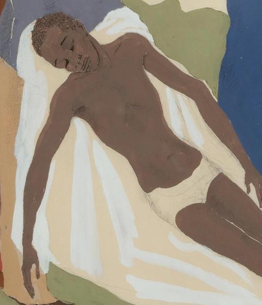 Schilderij met bijbelse voorstelling: mensen bewenen het dode lichaam van Jezus.