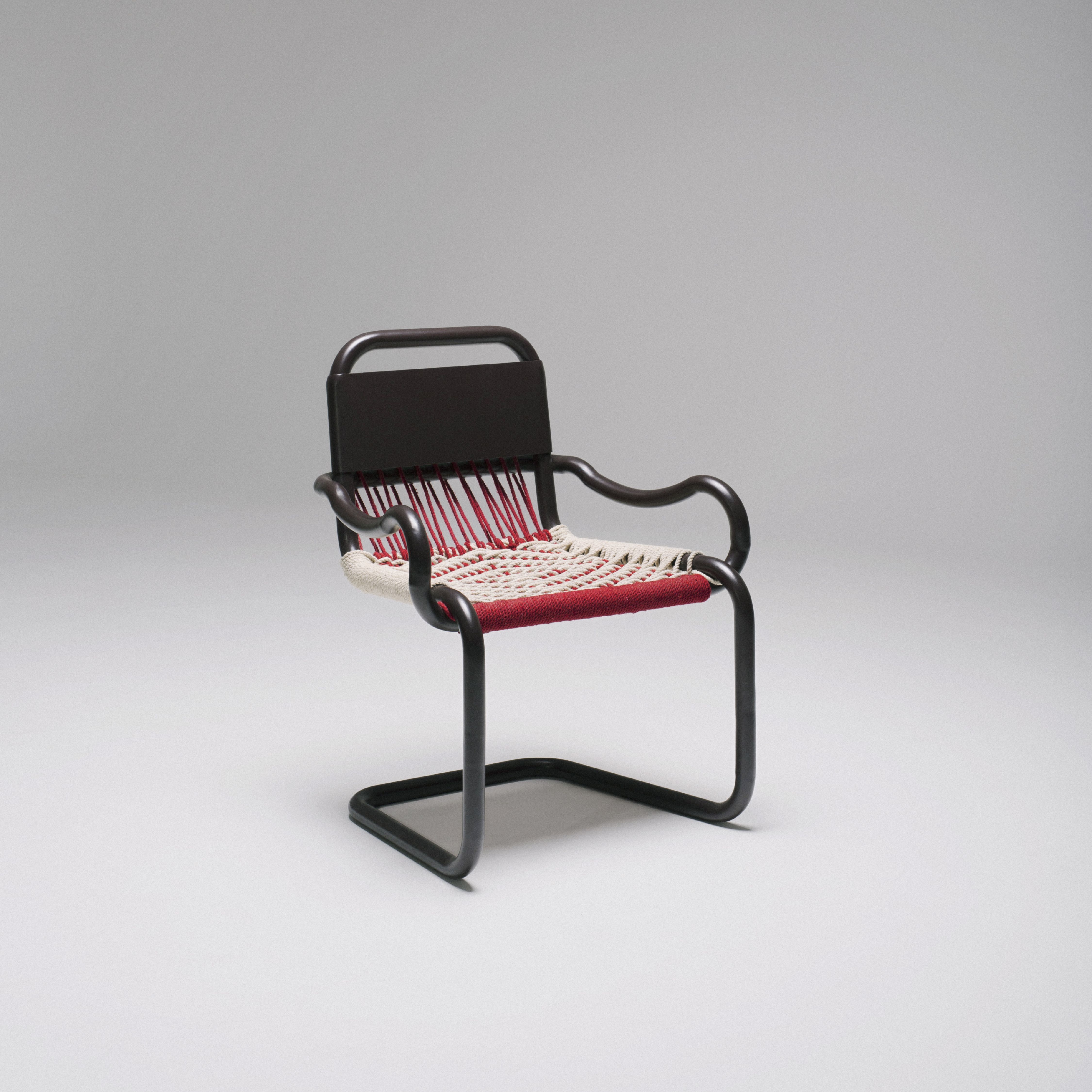 Chair with red, white and black