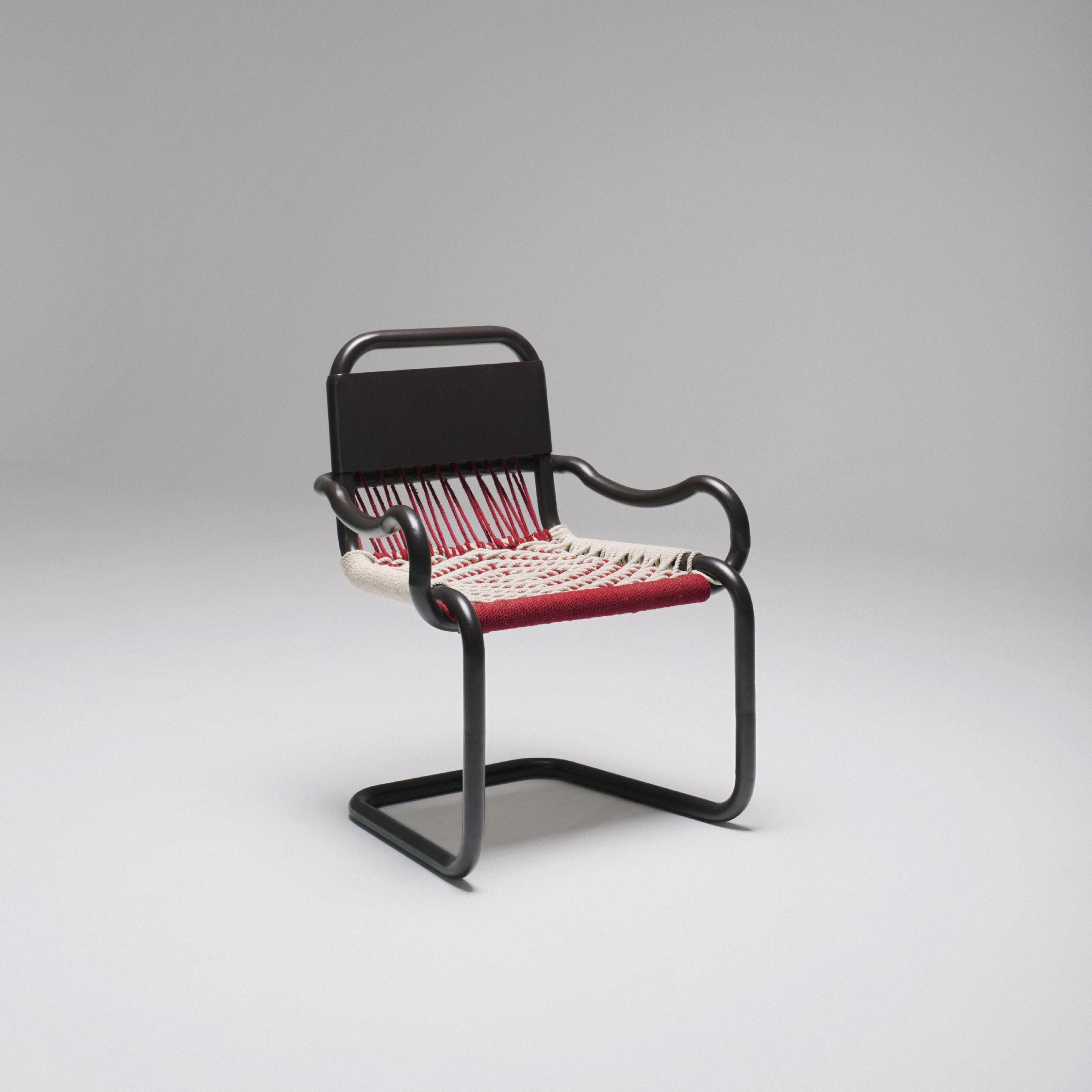 Chair with red, white and black