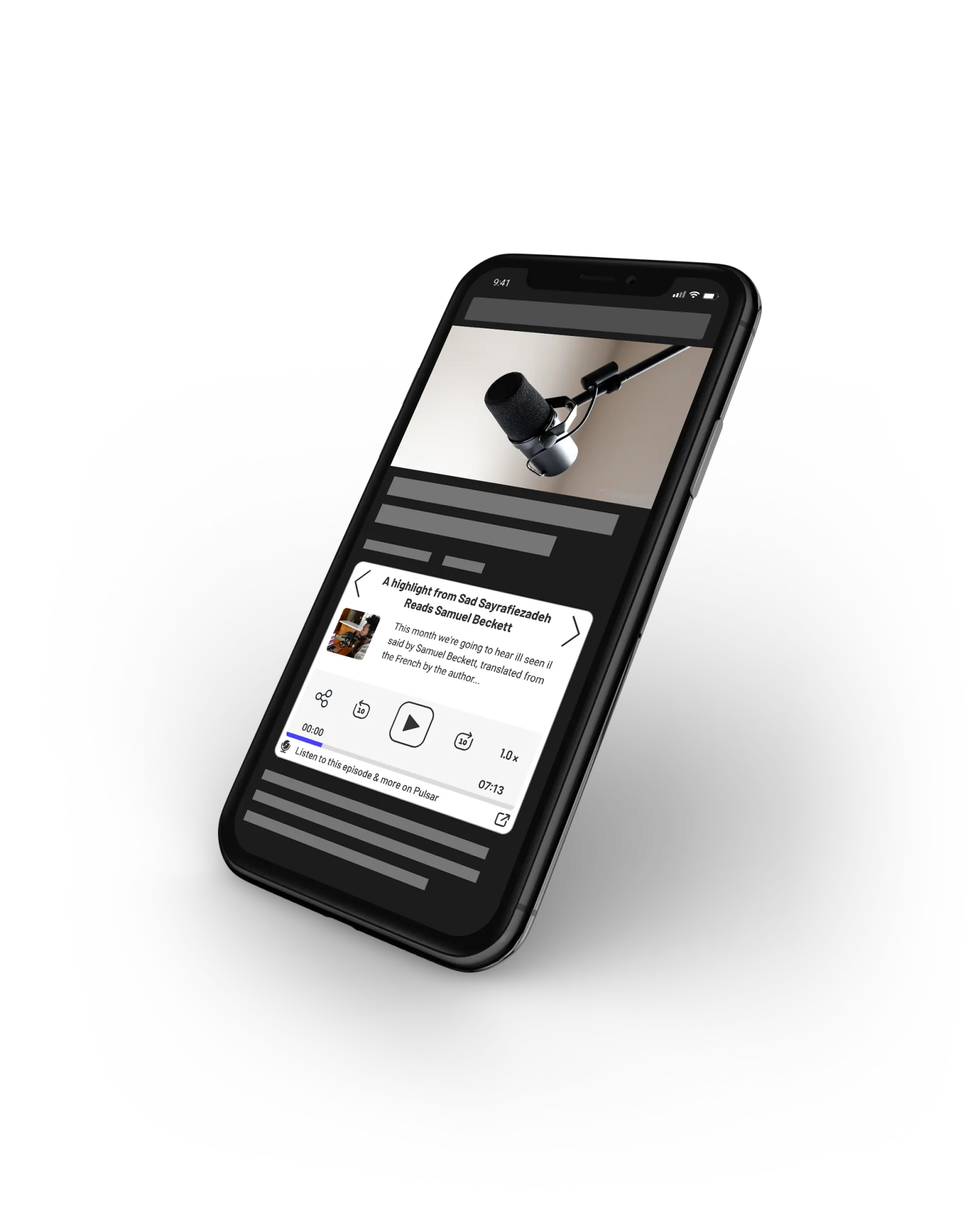 Pulsar player in an article, light theme