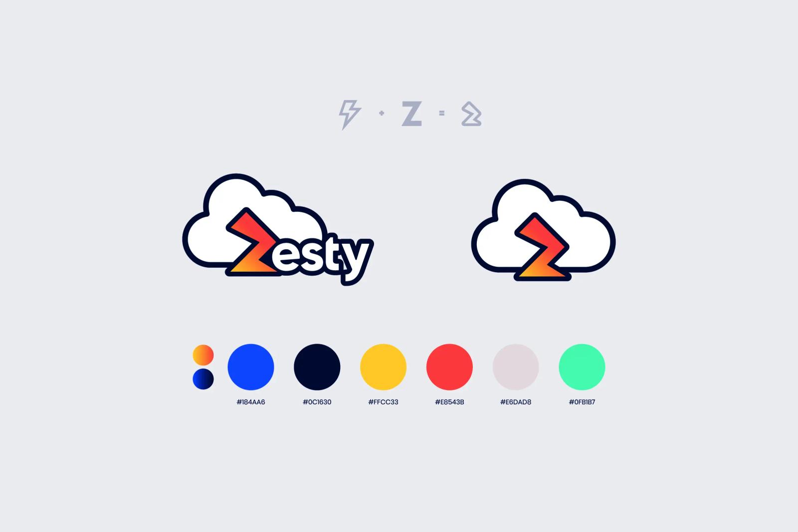 Zesty logo, icon and colour palette