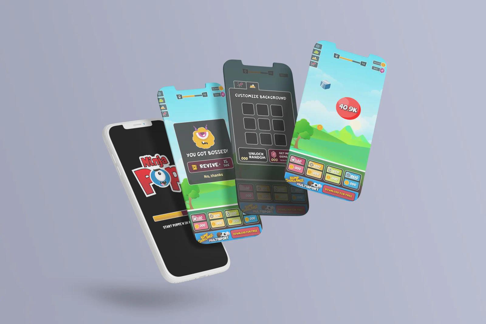 Ninja Pop game screens