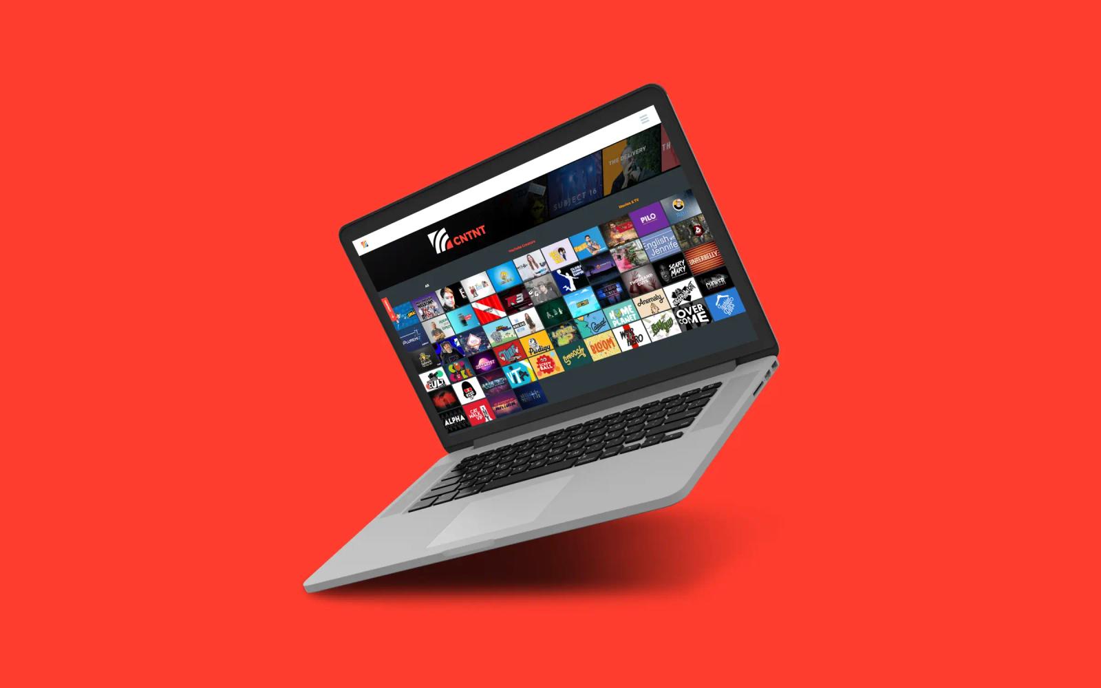 HRVST content library on a laptop